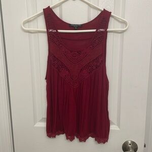Absolute angel New York red sleeveless top, embroidered